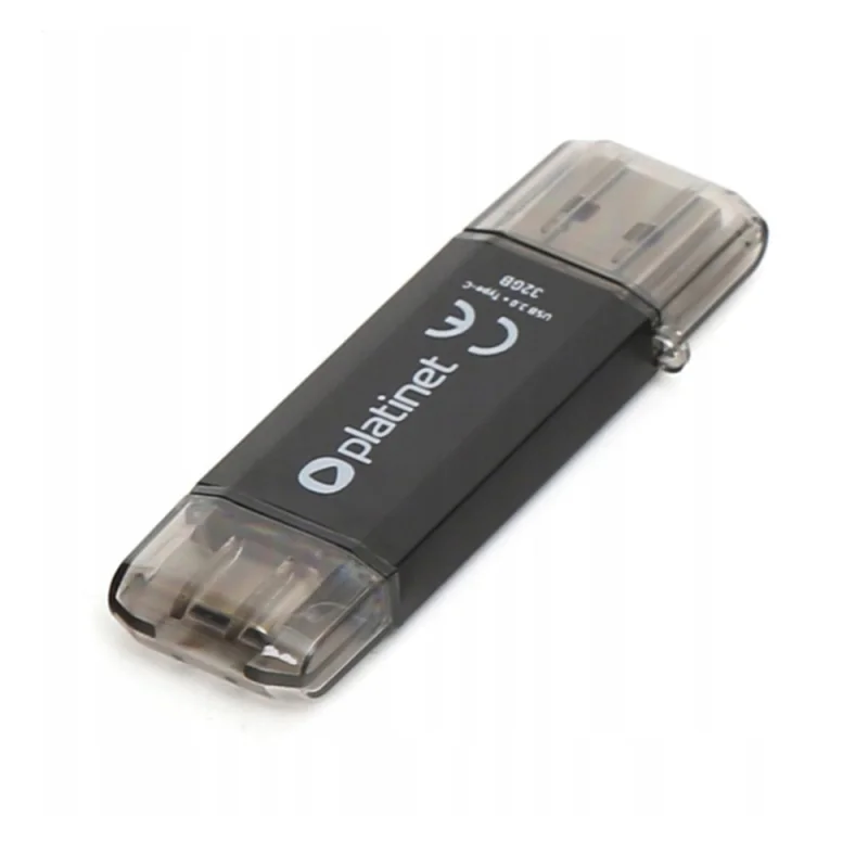 CLE USB PLATINET + CONNECTEUR TYPE C 32G NOIR