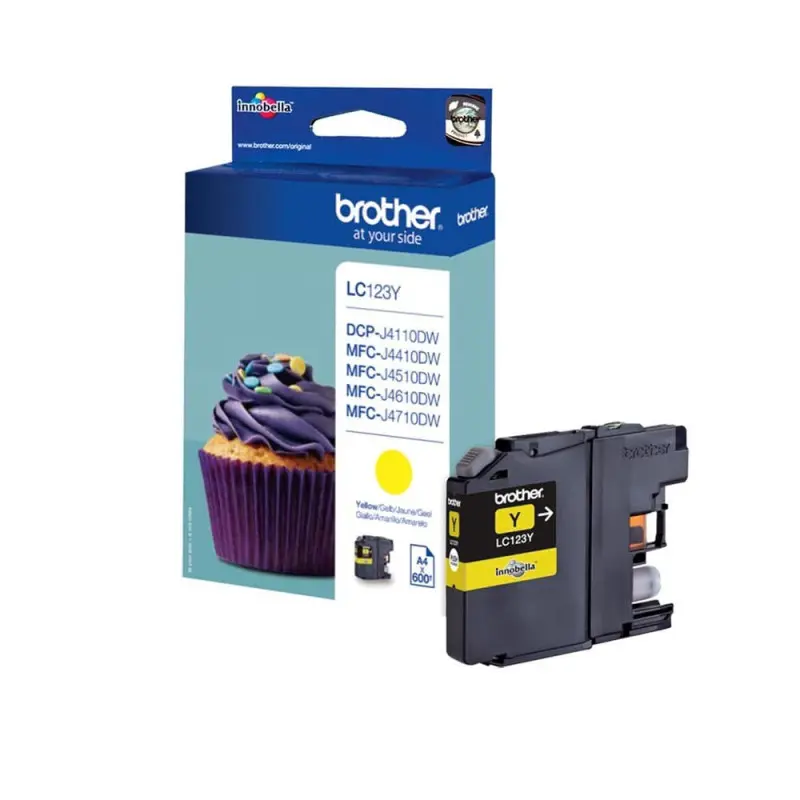 Cartouche Jet d'Encre Adaptable Brother LC123Y -Jaune