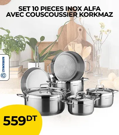 SET 10 PIECES INOX Alfa avec Couscoussier Korkmaz - A1998