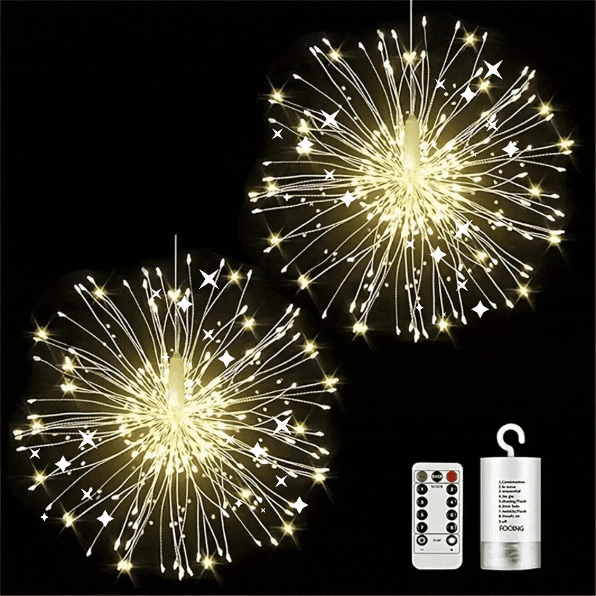 Lot 2 Guirlande lumineuse LED - Feux artifice suspendue pour fêtes et