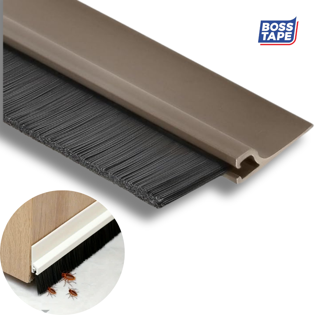 BOSS TAPE Boudin de Porte MARRON, Baguette à brosse en PVC Adhésive