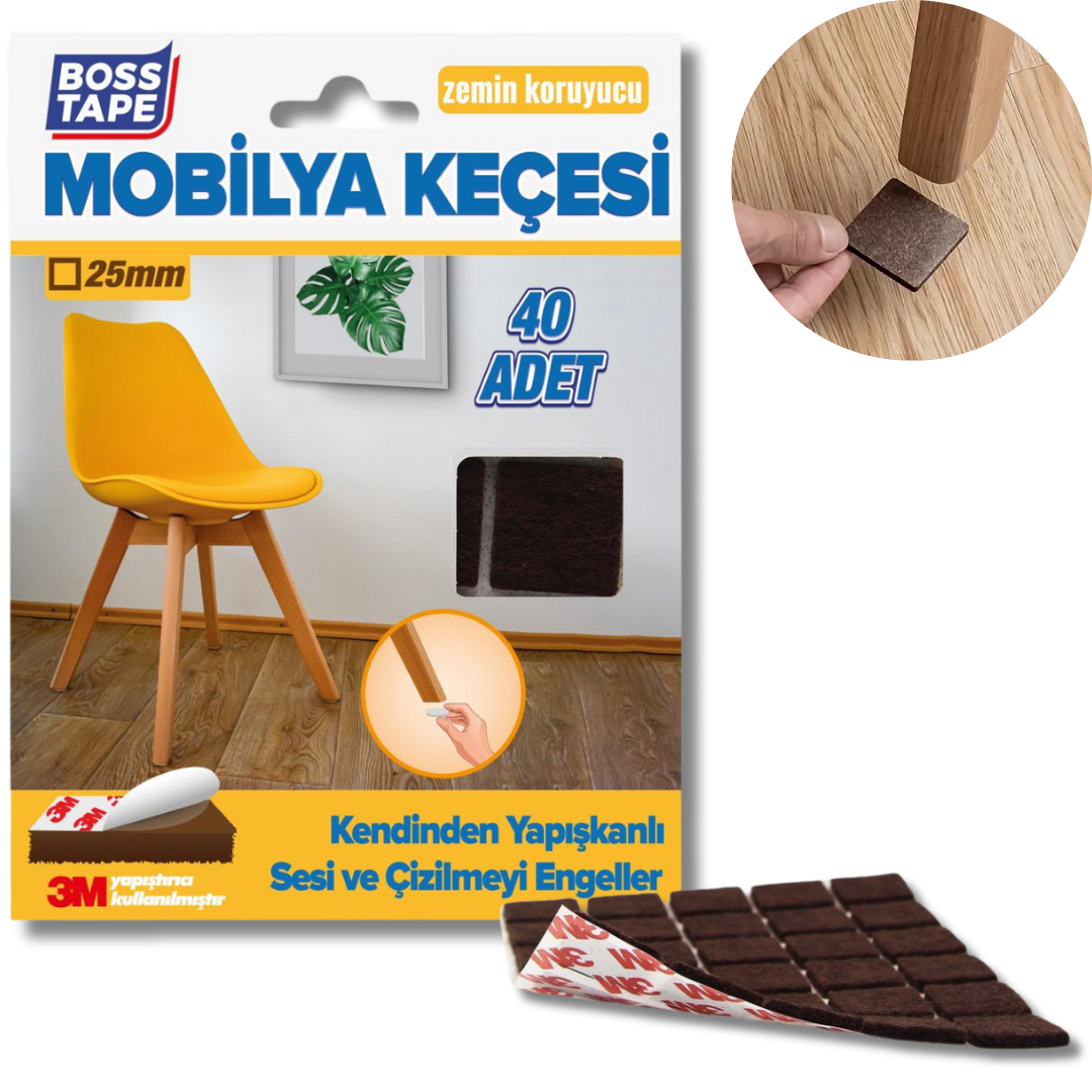 BOSS TAPE Patin anti glissement adhésif de meuble forme Carrée 25mm Ma