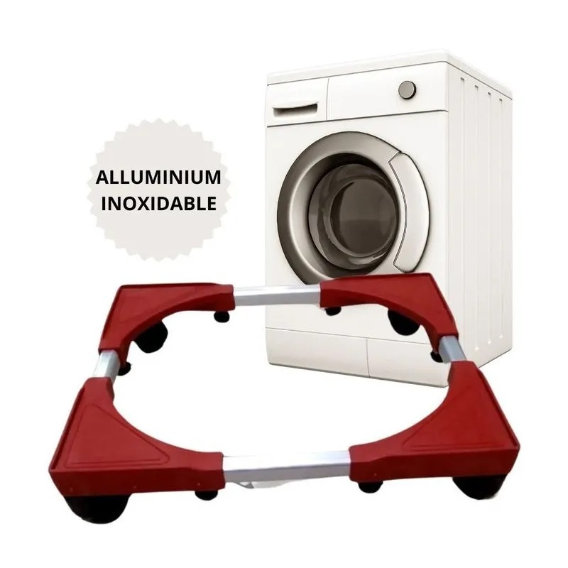 Socle Machine a Laver 4 Roulettes Verrouillables - Support Réfrigérateur Aluminium