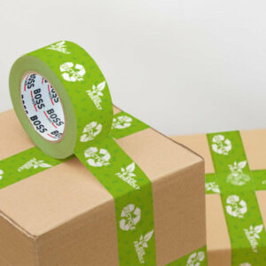 BOSSTAPE Ruban emballage Cartons écologique, Recyclage Vert 66mt x 50m