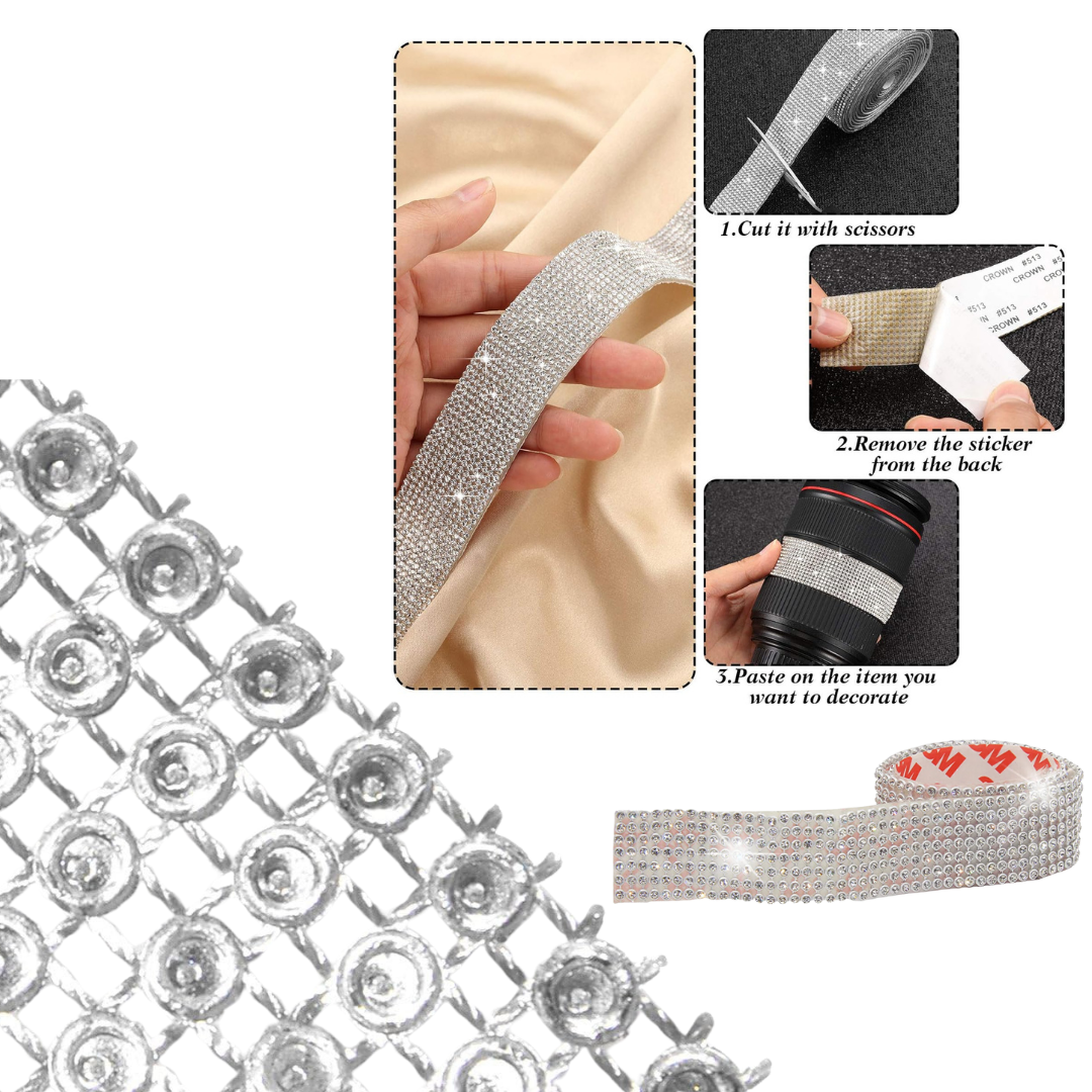 BOSS TAPE 3M Ruban de strass adhésif ARGENT 24mmx400mm