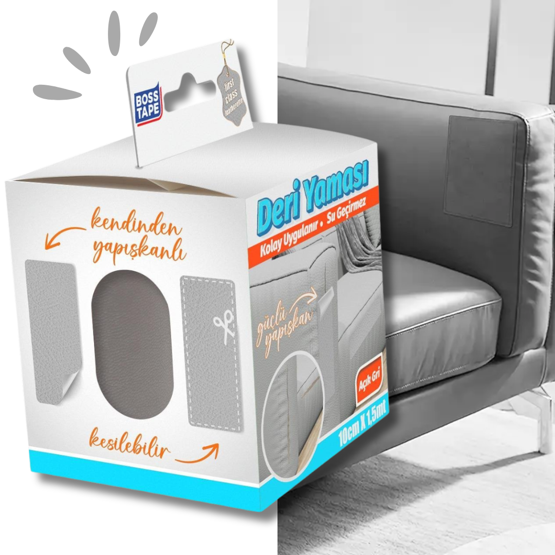 BOSS TAPE Patch auto adhésif en cuir 100mmx1.5m Gris Claire