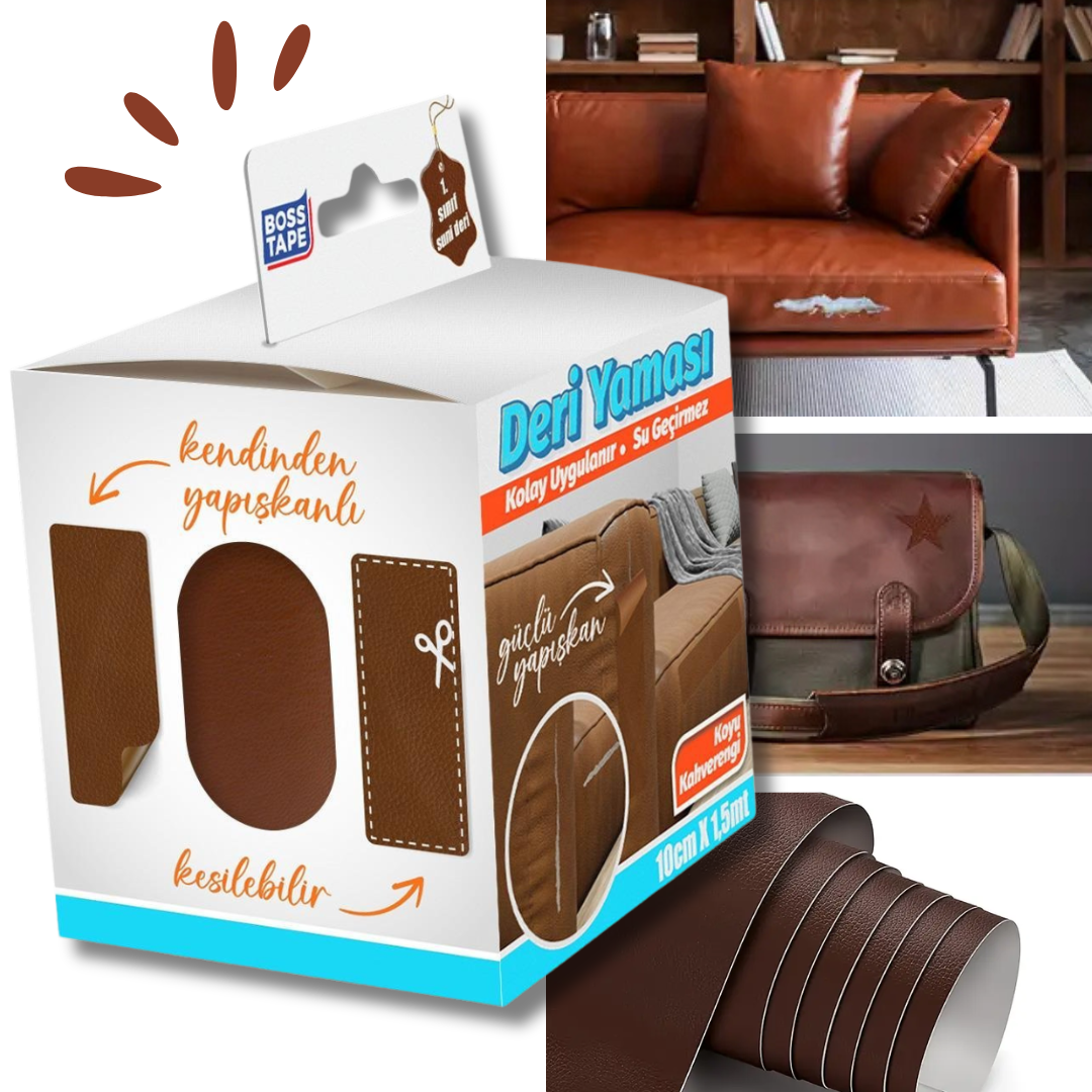 BOSS TAPE Patch auto adhésif en cuir 100mmx1.5m Marron