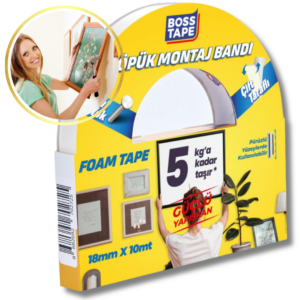 BOSS TAPE Ruban Adhésif Double Face de montage en mousse 19mmx10m (max