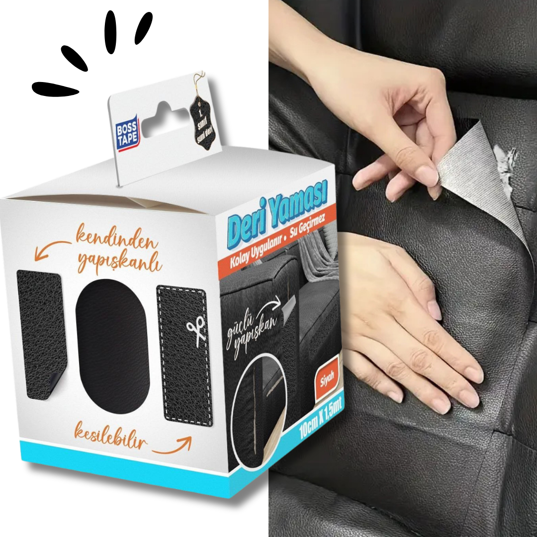 BOSS TAPE Patch auto adhésif en cuir 100mmx1.5m Noir