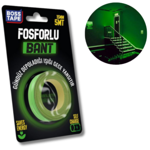 BOSS TAPE Ruban adhésif phosphorescent fluorescent lumineux 15mmx5m