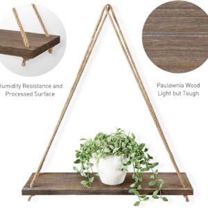 1 Etagère murale suspendue en bois Naturelle avec corde de jute