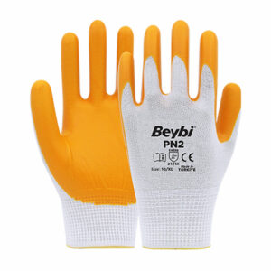 Gants de travail - Gants en nitrile JAUNE - Beybi