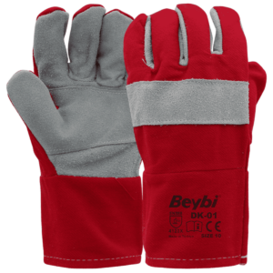 Gants de travail en tissue de coton renforcée de cuir