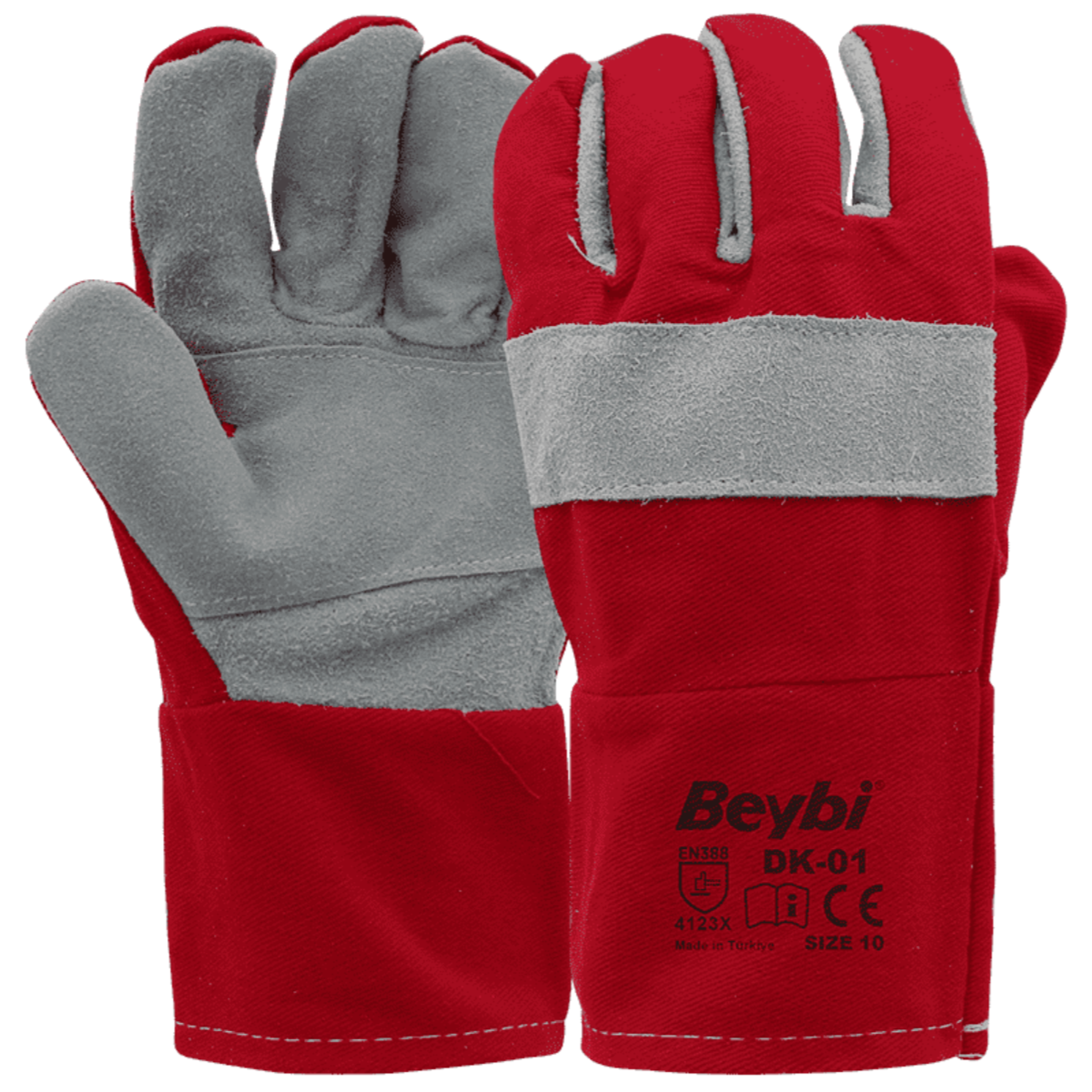 Gants de travail en tissue de coton renforcée de cuir