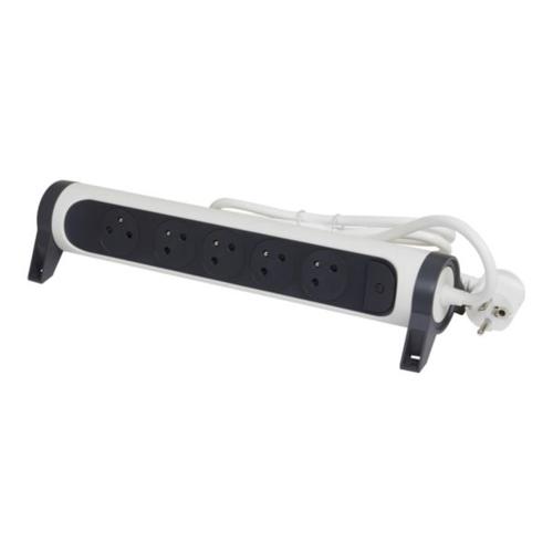 Rallonge multiprise avec bloc rotatif de 5 prises 2P+T Surface , inter