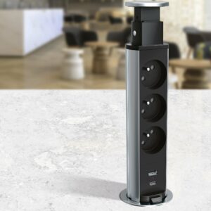 Incara Tower 60 Ø60mm à encastrer dans mobilier avec 3 prises 2P+T et