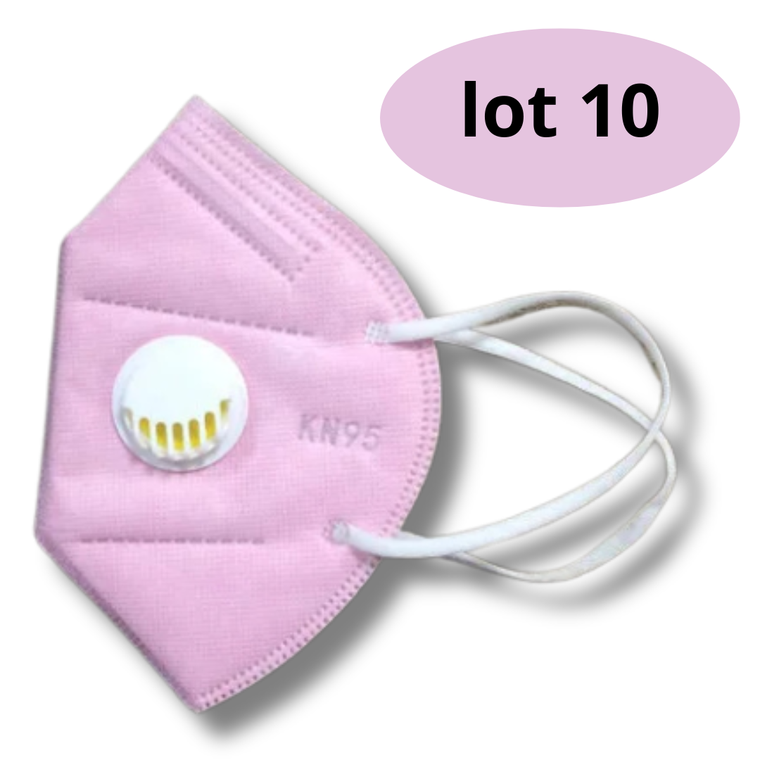 Lot de 10 Masques De Protection FFP2 avec valve , homologués, Bavette