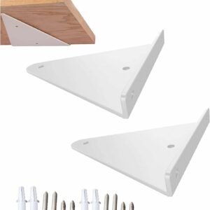 Lot de 2 Support d'étagère triangulaires en acier Blanc