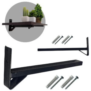 Lot de 2 Supports d'étagère robustes, Equerres muraux en tube métalliq