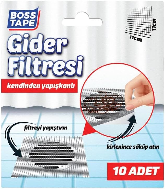 BOSS TAPE Pack 10 Filtre attrape-cheveux autocollants 11cmx11cm