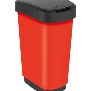 Poubelle Twist 50L avec couvercle - Rouge