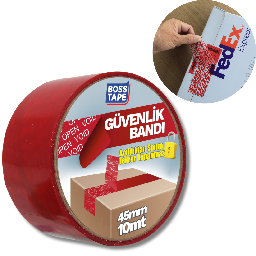 BOSS TAPE Ruban à usage unique OPEN VOID, Adhésif de Sécurité Inviolab