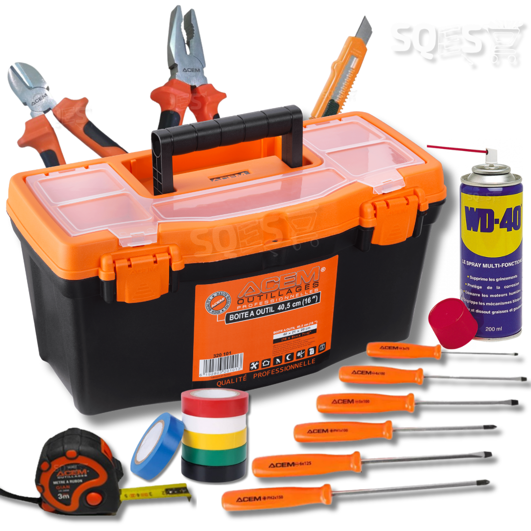 Pack 18pcs caisse outillage ACEM