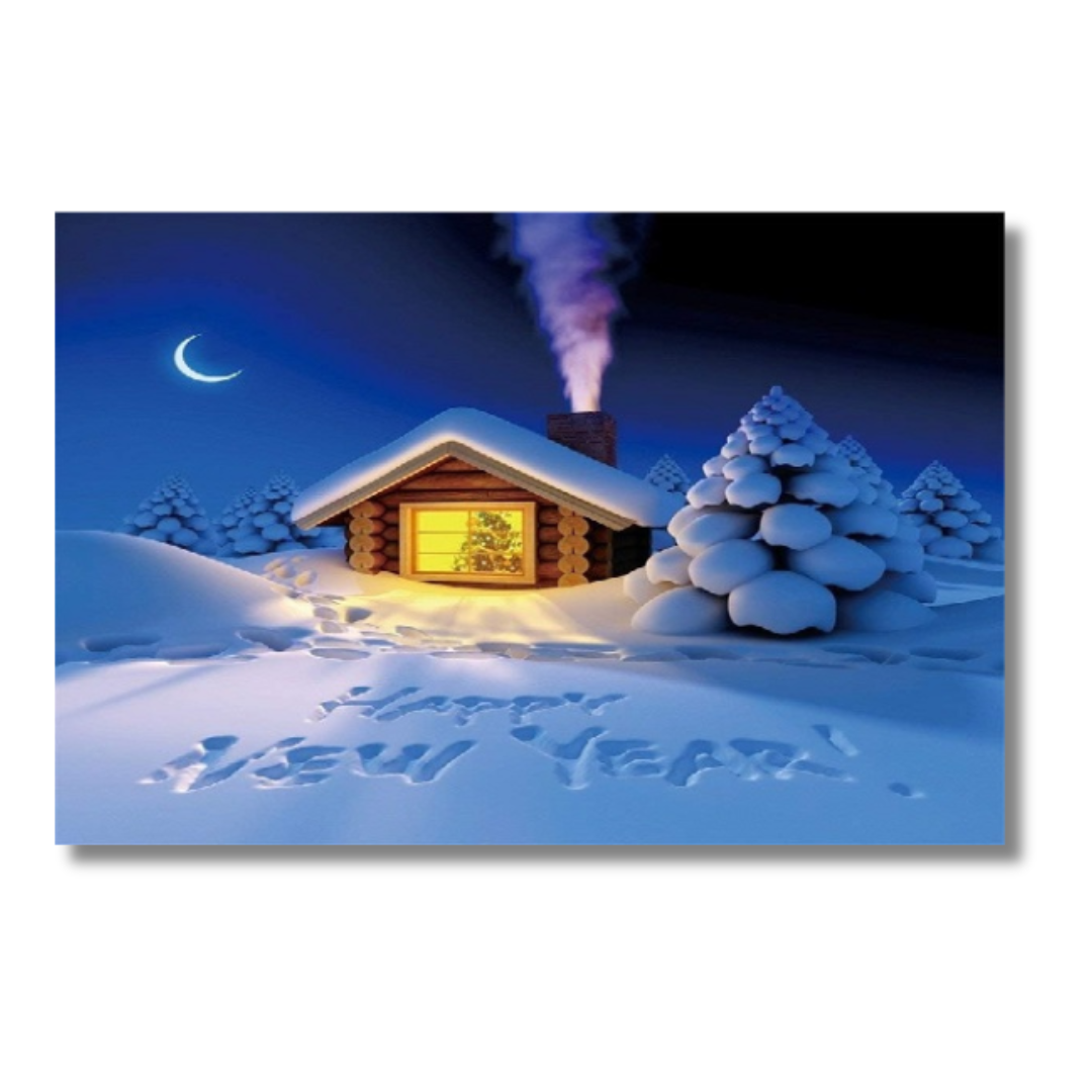 Tableau Happy New Year Neige 40X60cm imprimé sur Toile Textile Haute q