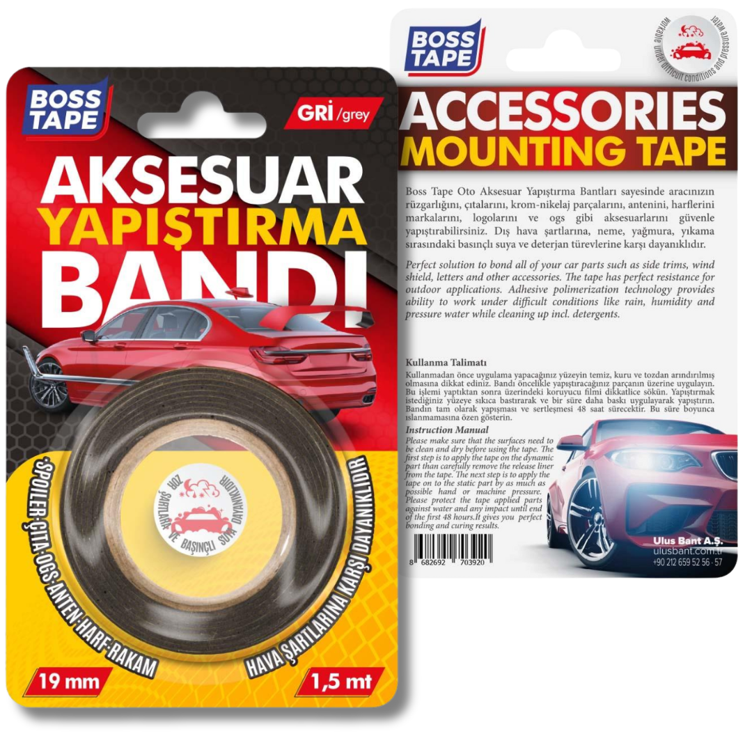 Ruban double face pour fixation accessoires voiture 19mmx1,5m