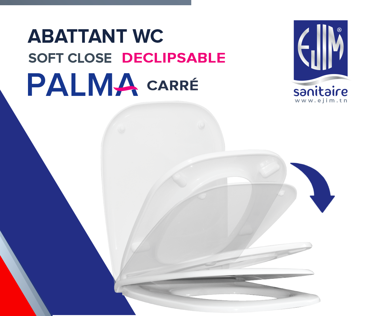 Abattant Wc - Carré - Soft close - En ABS - Palma - 35x45cm