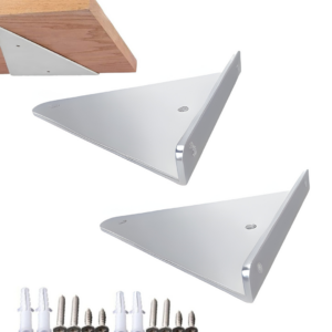 Lot de 2 Support d'étagère triangulaires en acier Argent
