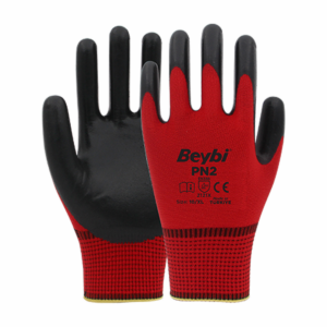 Gants de travail - Gants en nitrile ROUGE - Beybi