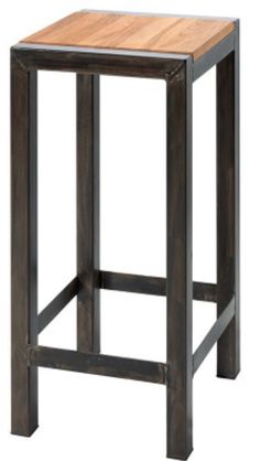 Tabouret -Bois MDF et Acier- Noir - HxLxP(53x35x33)cm