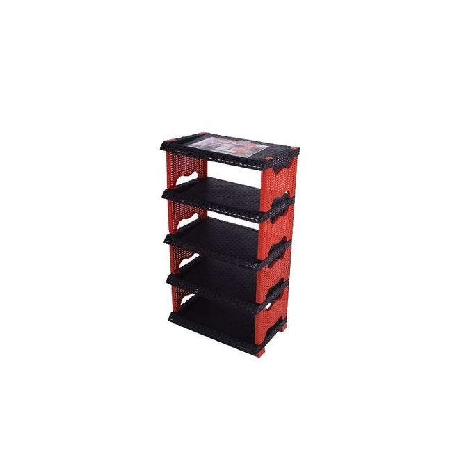 SOFPINCE Porte chaussure en plastique Rotin - Rouge & Noir