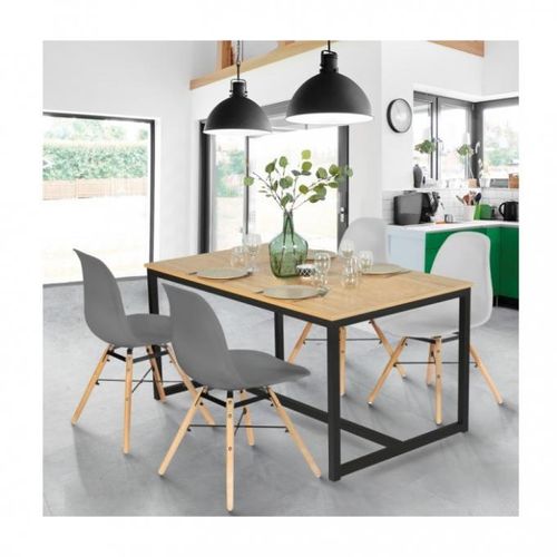 Table à manger rectangulaire 4P - Acier - MDF - L x l x H(110 x 80 x 74)cm