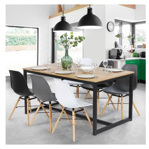 Table à manger rectangle 6P - Acier - MDF - L x l x H(150 x 80 x 74)cm