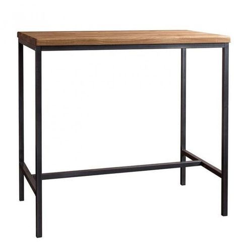 Table haute - Bois mdf Marron et Acier - Noir - H x L x P(100x 110x 50)cm