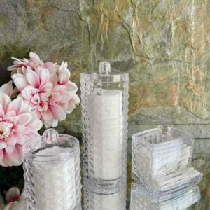 Lot de 3 boites de rangement Coton et batonnet transparent À Motif Diamant