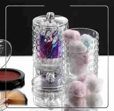 Lot de 2 boîtes à cotons-tiges et distributeurs de coton