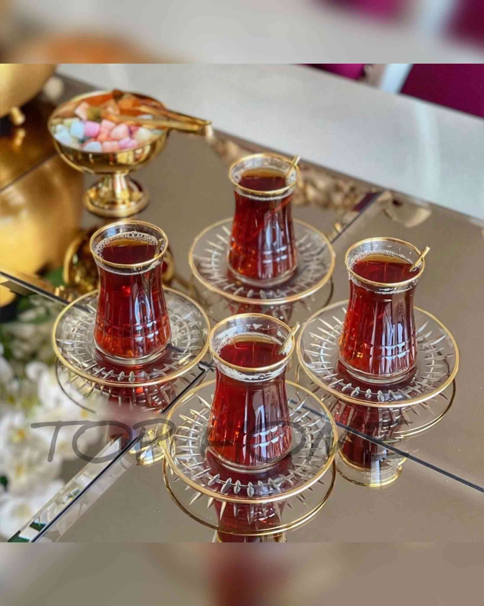 Service à Thé en Verre 12 pièces Transparent