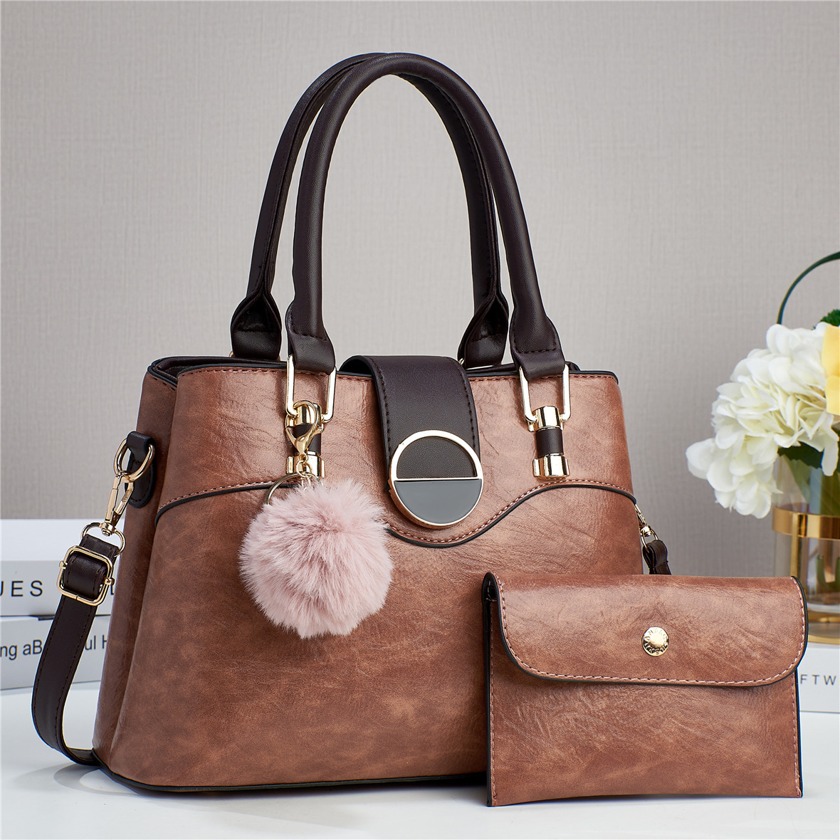 Sac à main ‘Camellia’ -3SM18- Marron