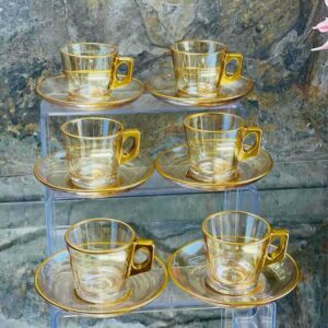 Service à café noir pour 6 personnes, 12 pièces