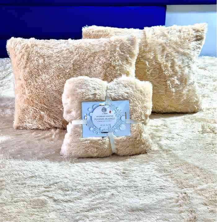 Drap-Housse Caniche 2 Places avec 2 Coussins - Beige Clair