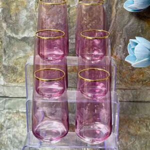 Lot De 6 Verres A Eau Rose 400ML