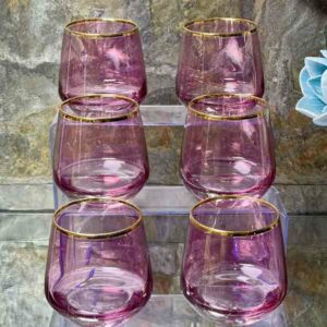 Lot de 6 verres à Eau Rose