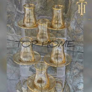 Service à Thé en Verre 12 pièces Doré