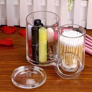 Boîte de Rangement pour Coton-Tige, Boule de Coton à 2 Fentes en Acrylique avec Couvercle