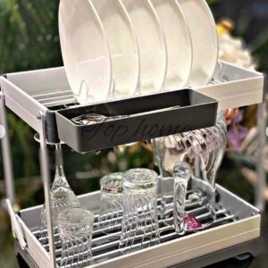 Égouttoir en aluminium pliable à 2 niveaux