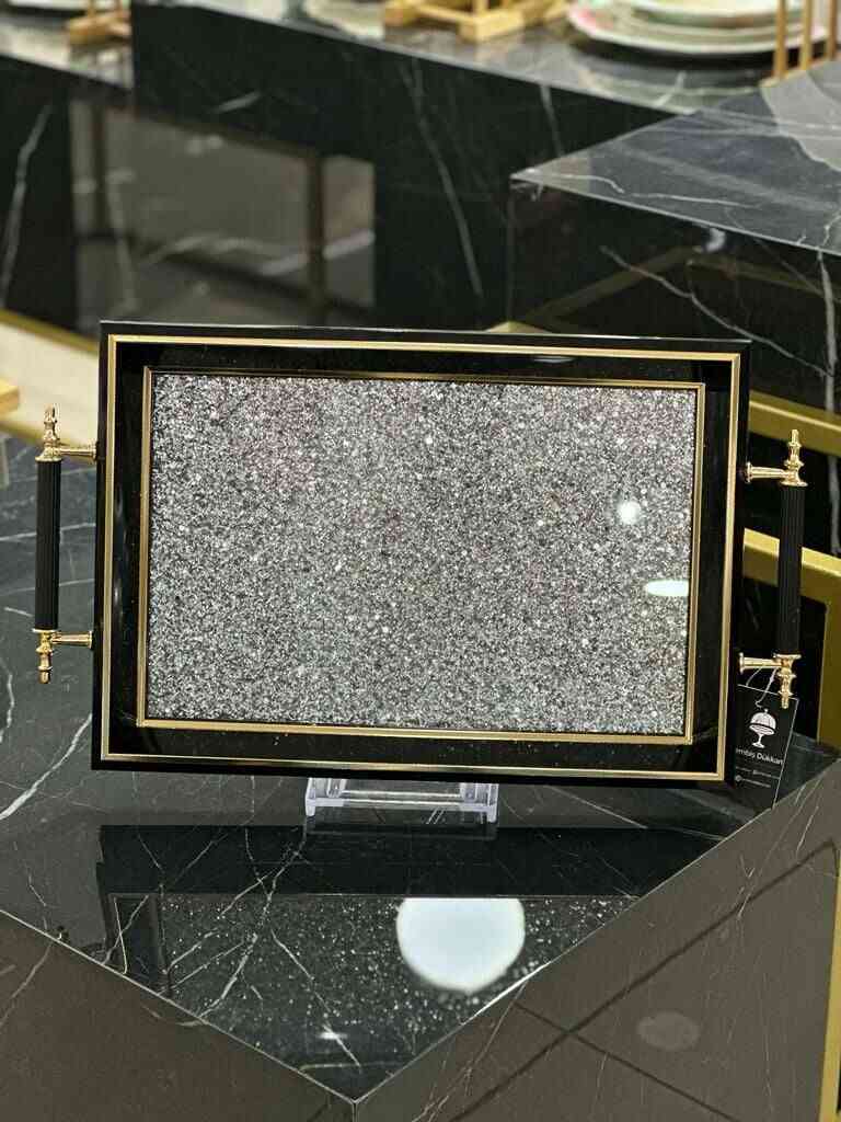 Plateau en verre à paillettes taille moyenne