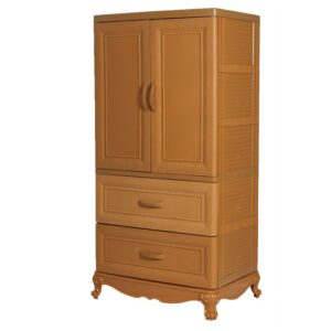 Armoire en plastique - CLEOPATRE - 2 Portes +2 casiers - CARAMEL